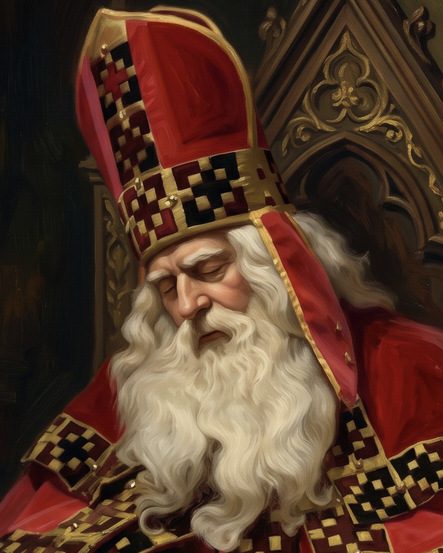 Sinterklaas in Rust – litho van TV-Sint Adrie van Oorschot